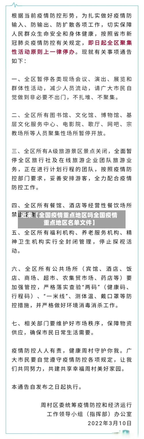 近来【全国疫情重点地区吗全国疫情重点地区名单文件】