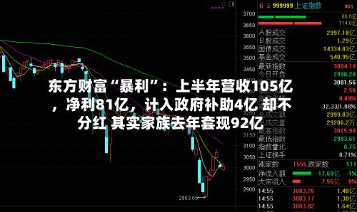 东方财富“暴利”：上半年营收105亿，净利81亿	，计入政府补助4亿 却不分红 其实家族去年套现92亿-第1张图片