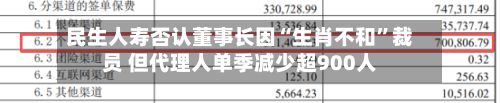 民生人寿否认董事长因“生肖不和”裁员 但代理人单季减少超900人-第2张图片