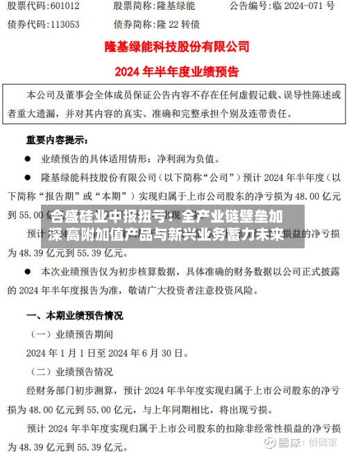 合盛硅业中报扭亏：全产业链壁垒加深 高附加值产品与新兴业务蓄力未来-第2张图片