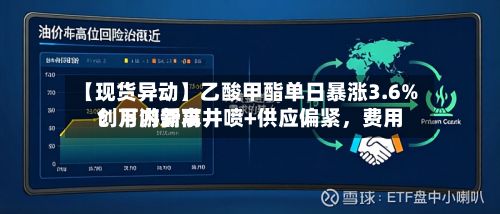 【现货异动】乙酸甲酯单日暴涨3.6%！下游需求井喷+供应偏紧，费用创月内新高