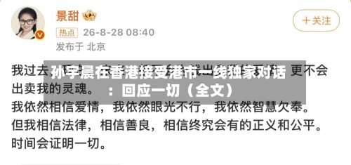 孙宇晨在香港接受港市一线独家对话：回应一切（全文）