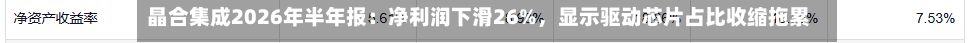 晶合集成2026年半年报：净利润下滑26%	，显示驱动芯片占比收缩拖累盈利-第2张图片