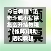 今日教程“迅奇斗牌小程序怎么开挂教程	”(作弊)辅助透视教程-第3张图片