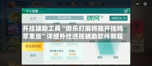 开挂辅助工具“微乐打麻将能开挂吗苹果版”详细外挂透视辅助软件教程-第3张图片