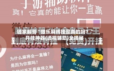 独家解答“微乐麻将挂是真的吗？”开挂神器{透视辅助}全揭秘-第3张图片