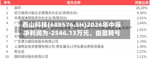西山科技(688576.SH)2026年中报净利润为-2546.13万元，由盈转亏-第2张图片