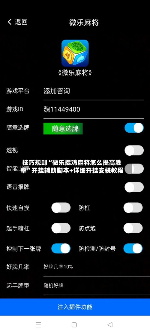 技巧规则“微乐捉鸡麻将怎么提高胜率”开挂辅助脚本+详细开挂安装教程-第2张图片