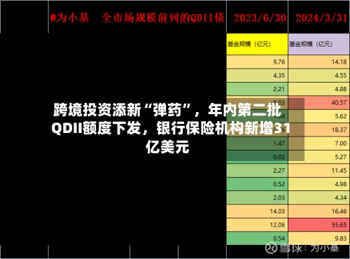 跨境投资添新“弹药”，年内第二批QDII额度下发，银行保险机构新增31亿美元