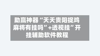 助赢神器“天天贵阳捉鸡麻将有挂吗	”+透视挂”开挂辅助软件教程-第2张图片