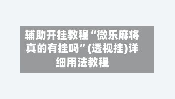 辅助开挂教程“微乐麻将真的有挂吗	”(透视挂)详细用法教程-第2张图片