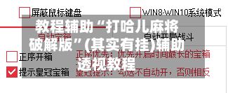 教程辅助“打哈儿麻将破解版”(其实有挂)辅助透视教程-第3张图片
