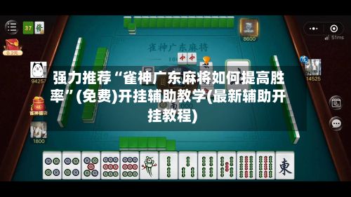 强力推荐“雀神广东麻将如何提高胜率”(免费)开挂辅助教学(最新辅助开挂教程)-第2张图片
